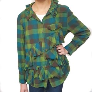 Tasha Polizzi soft Plaid Long sleeve Shirt size XL